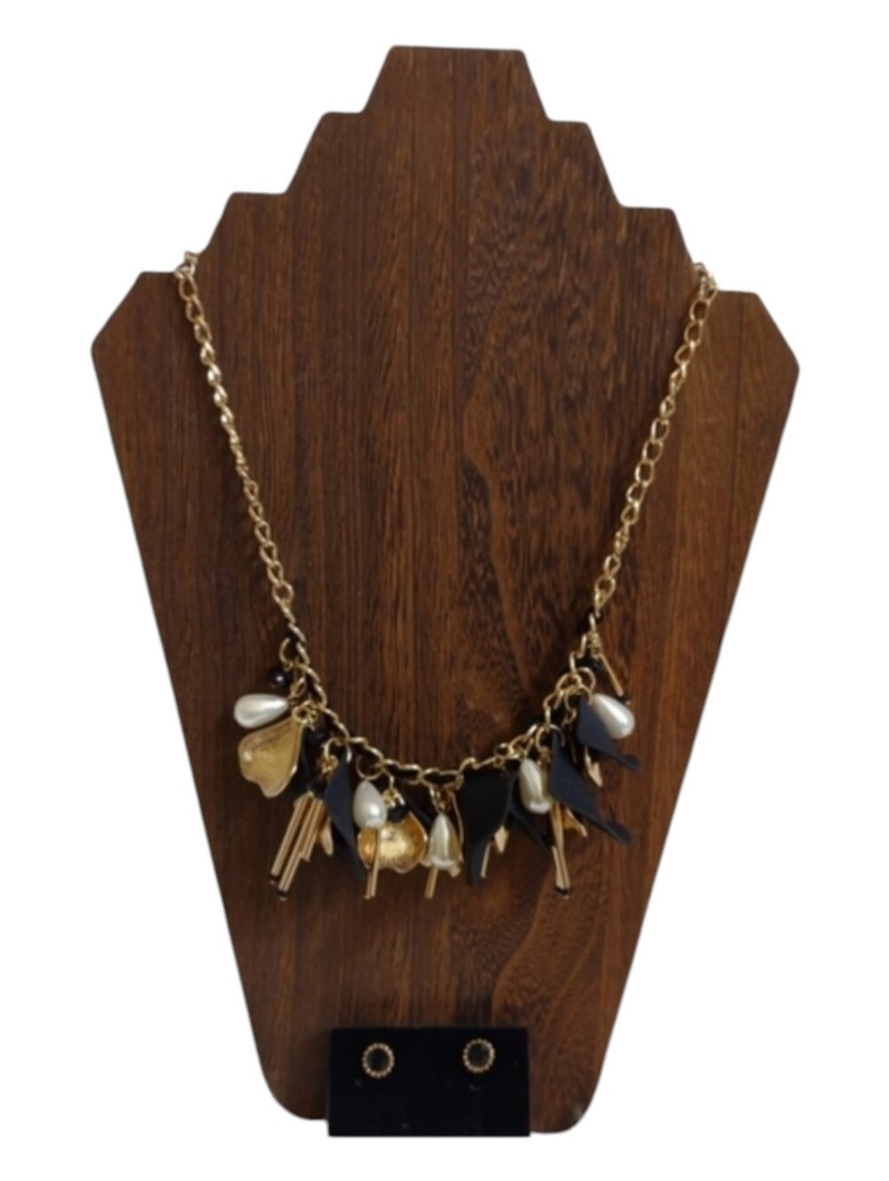 Necklace Earring Set NEW STATEMENT Avon Black In Original Box whimsigoth